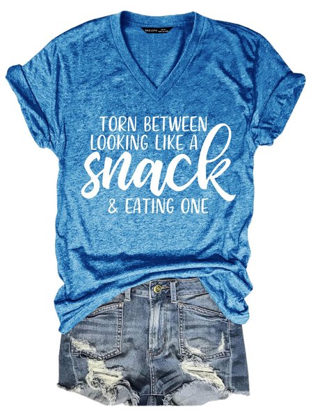 

Torn Between Looking Like A Snack Tops, Blue, T-shirts