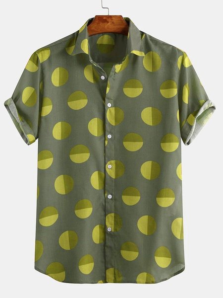 

Mens Holiday Rotundity Printed Short Sleeve Vacation Shirts, Green, Men's Floral shirt