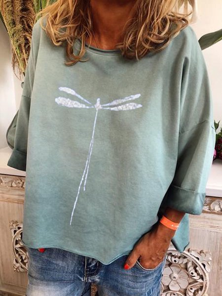 

Camicie & Top Casuale Misto Cotone Maniche Lunghe Dritto, Verde scuro, Tops