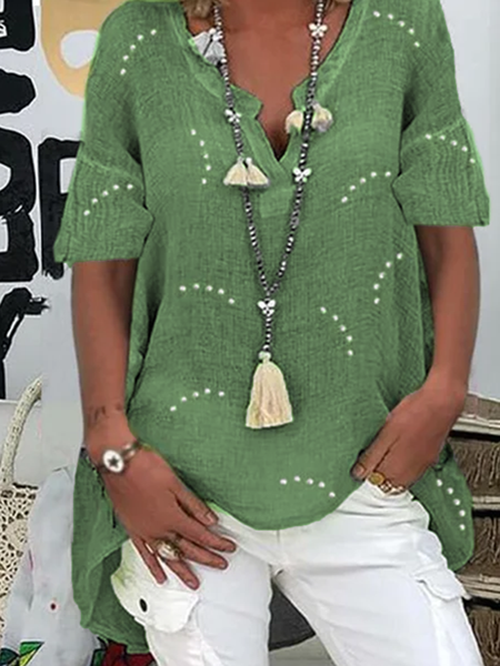

Abstract Short Sleeve Tops, Green, Blouses & Shirts