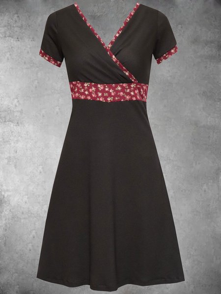 

Casual Short Sleeve Plus Size Printed Dress, Coffee, Auto-Clearance