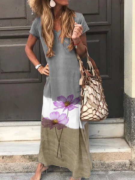 

Abito Maniche Corte Misto Cotone, Multicolore, Dresses