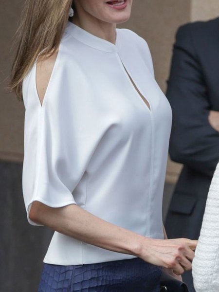 

Elegant Shift Half Sleeve Top, White, Blouses and Shirts