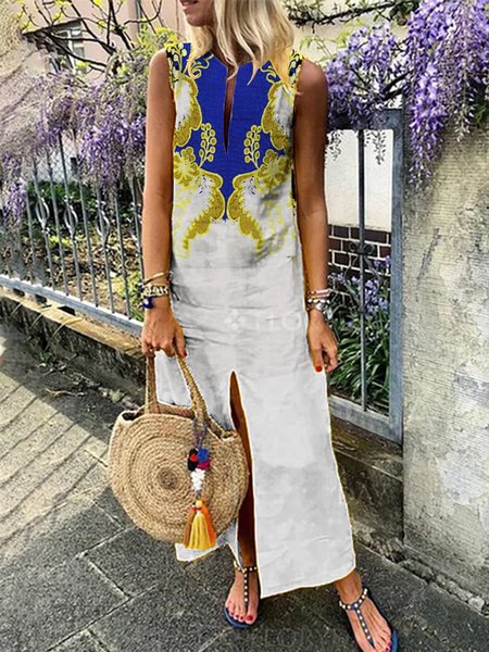 

Senza Maniche Casuale Dritto Abito, Bianco, Dresses
