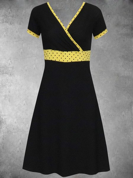 

Casual Short Sleeve Plus Size Printed Dress, Yellow, Auto-Clearance