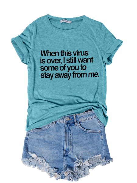 

When This Virus Is Over Short Sleeve Casual Women Tee, Lake blue, T-shirts