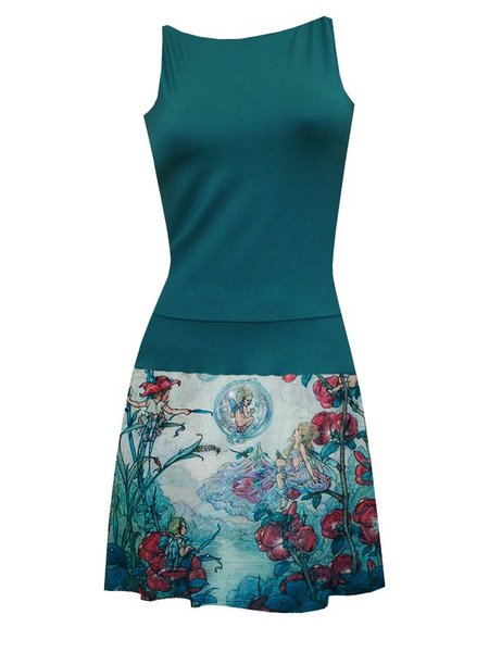 Floral Sleeveless Dresses, Blue, Auto-Clearance