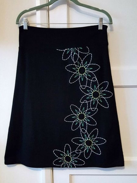 

Misto Cotone Stampato Floreale Casuale Mini Gonna, Nero, Skirts