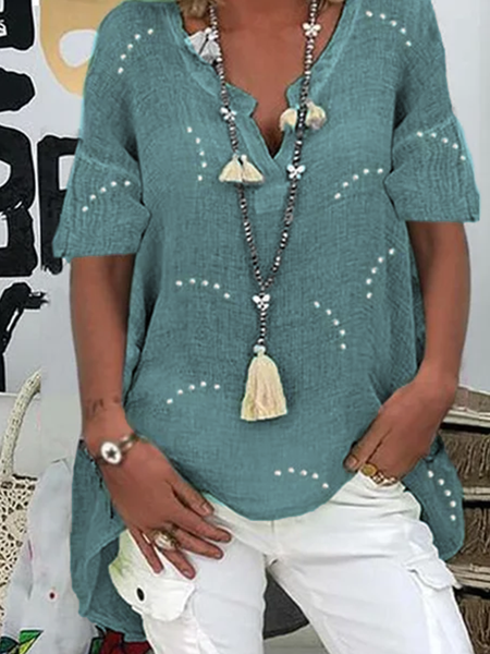 

Bohemian Maniche Corte Camicie & Top, Blu, Tops