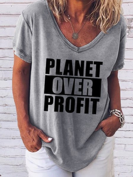 

Planet Over Profit Women's T-Shirt, Grey, T-shirts