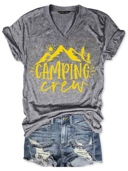 Camping Crew Women's T-Shirt, Grey, T-shirts