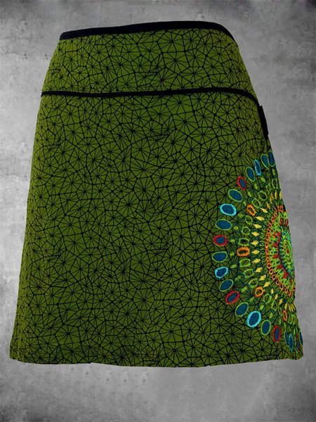 

Stampato Casuale Mini Gonna, Verde, Skirts