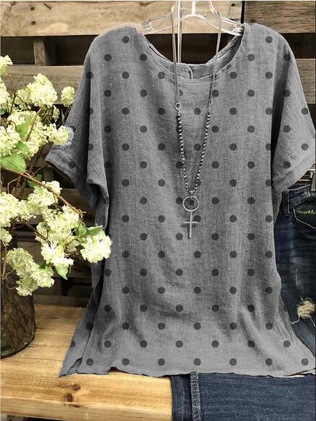 

Camicie & Top Casuale Maniche Corte a pois Misto Cotone, Grigio, Tops