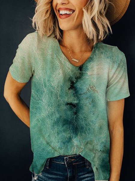 

Maniche Corte Dritto Astratto Top, Verde, Blouses & Shirts