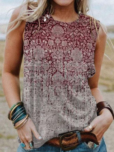 

Floreale Casuale Camicie & Top, Rosso, Tank Top