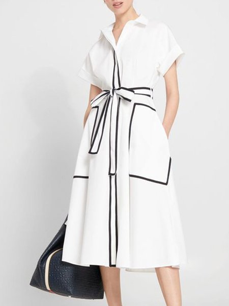 

Colletto a Camicia Maniche Abito, Bianco, Dresses