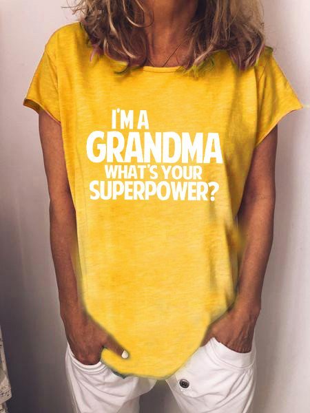 

I'm A Grandma What's Your Superpower Grandma T-shirt, Yellow, T-shirts