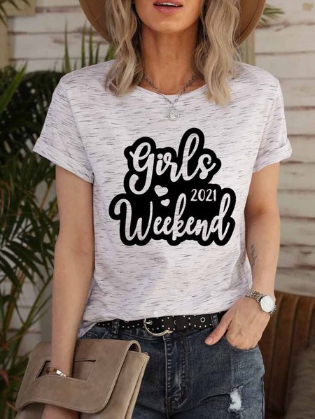 

Girls Trip 2021 Cute Girls Weekend 2021 Round neck T-shirt, Gray-white, T-shirts