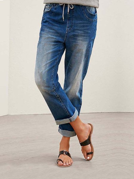 

Dritto Denim Pantaloni, Blu, Pants