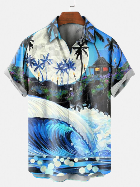

Shirt Collar Shirts, Blue, Men's Floral shirt