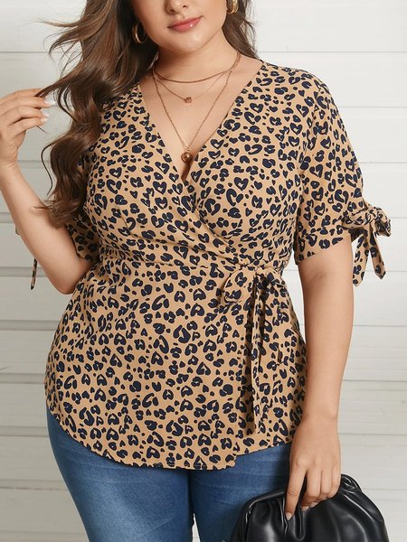 

Leopard Casual Chiffon Tops, T-Shirts