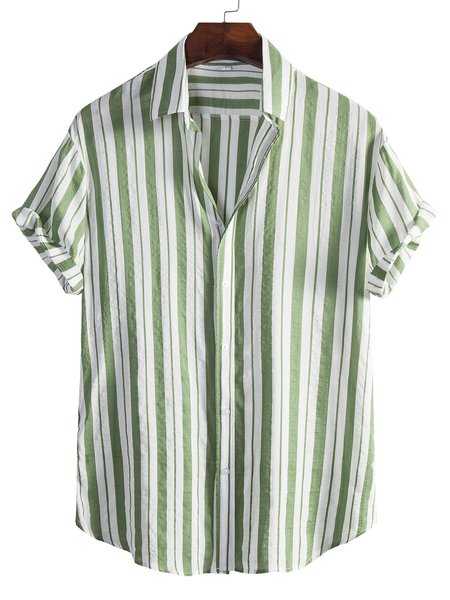 

Men's Striped Basic Shirts, Green, Men's Floral shirt
