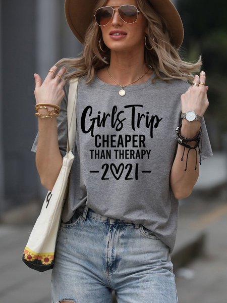 

Girls Trip Cheaper Than Therapy 2021 Tee, Gray, T-shirts