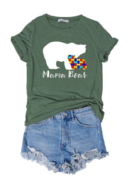 

Autism Mama Bear Partywear Gift Top, Army green, T-shirts