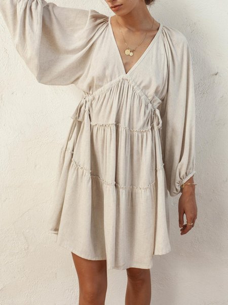 

3/4 Sleeve Casual Shift Dress, As picture, Mini Dresses