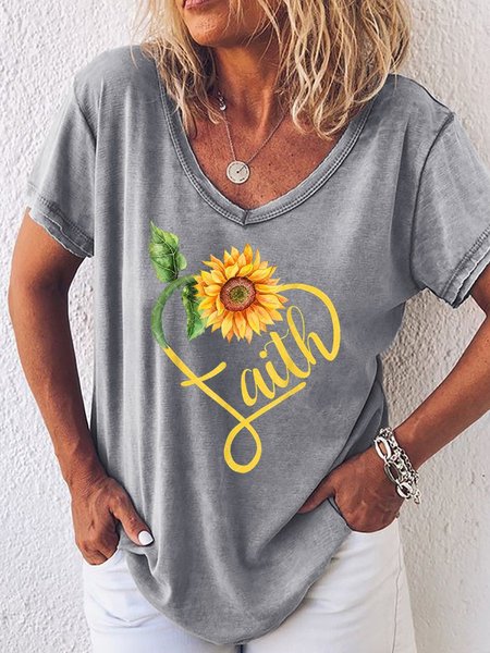 Sunflower Faith Women's T-Shirt, Grey, T-shirts
