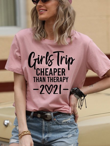 

Girls Trip Cheaper Than Therapy 2021 Tee, Pink, T-shirts