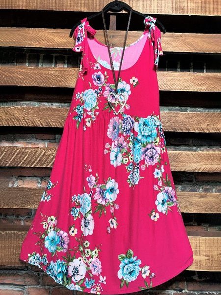 

Rose Flower Tie Dress, Red, Floral Dress