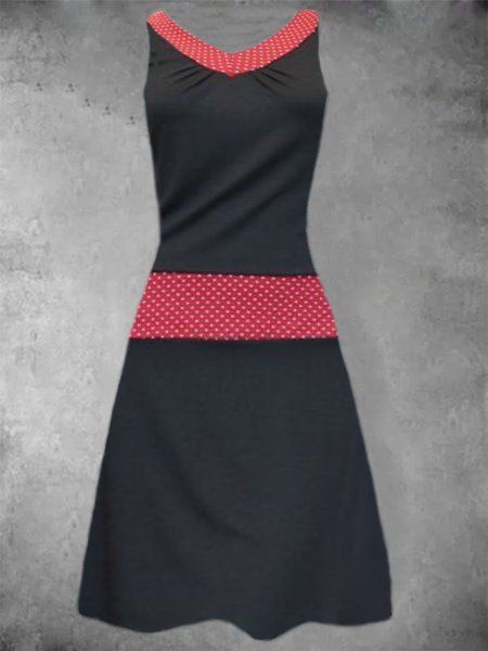 

Vintage Sleeveless V Neck Dresses, Red, Auto-Clearance