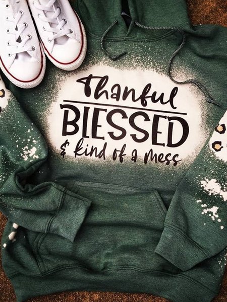 

Letter Vintage Long Sleeve Shirts & Tops, Green, T-shirts