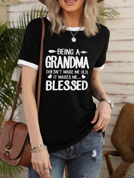 

Short Sleeve O-Neck Cotton-Blend Shirts & Tops, Black, T-shirts