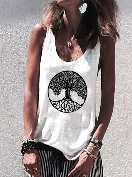 

Sleeveless Casual V Neck Tanks & Camis, White, T-Shirts