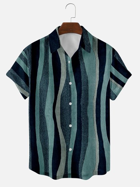 

Men'sNational Style Short Sleeve Casual Loose Shirt, Black, Men's Floral shirt