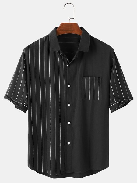 

Striped Shirt Collar Shirts, Black, Men's Floral shirt