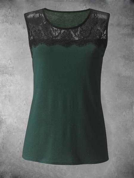 

Solid Sleeveless Cotton-Blend Casual Shirts & Tops, Green, Auto-Clearance