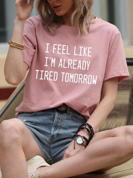 

Casual O-Neck T-shirt, Pink, T-shirts