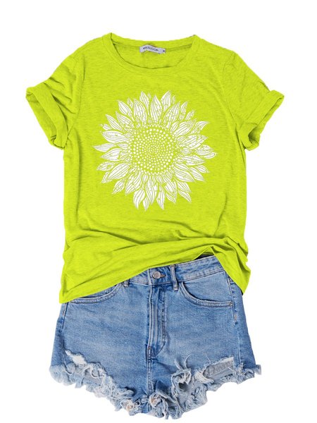 

Sunflower Bloom Graphic Tee, Fluorescent green, Tops