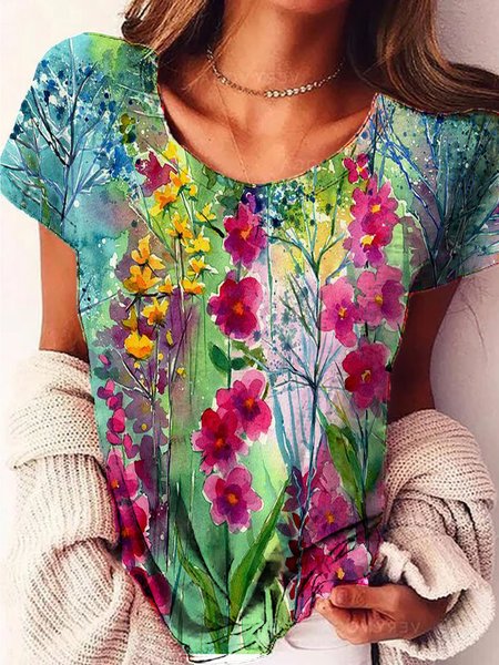 

Casual Cotton Short Sleeve Printed Shirts & Tops, Color, Tops