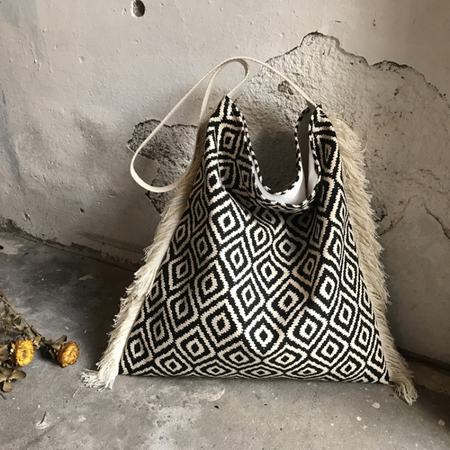 Shoulder Bag, Black white, Bags