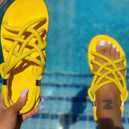 

Summer Holiday Casual Sandals, Yellow, Sandals