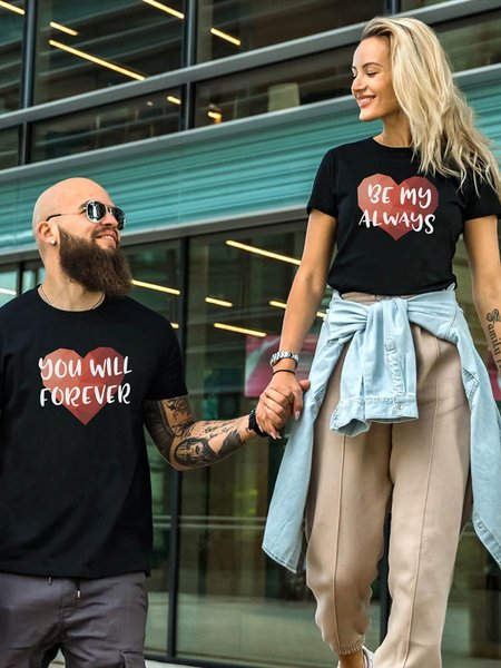 

You Will Forever Be My Always Couple Graphic Tee, Black, Couple T-shirts