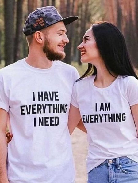 

fall in love Couple Graphic Tee, White, Couple T-shirts