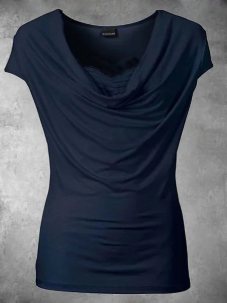 

Camicie & Top Maniche Corte Girocollo Casuale Tinta Unita, Blu, Blouses & Shirts