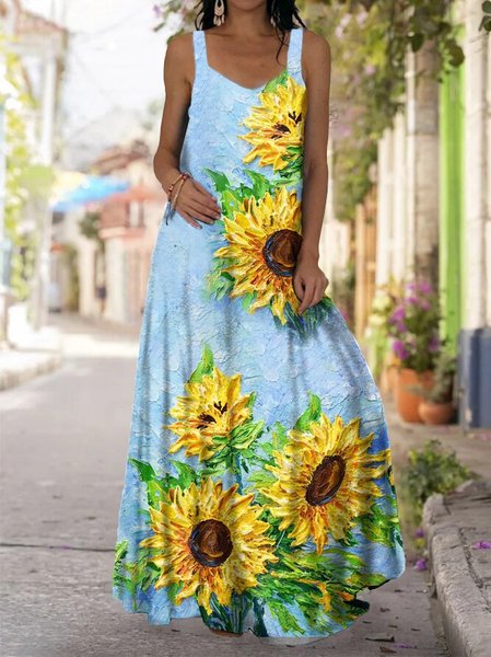 

Floral Casual Square Neck Weaving Dress, Flower, Floral Dresses