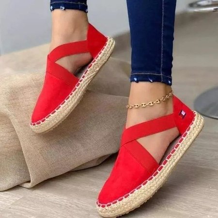 

Flat Heel Pu Casual Flats, Red, Flats