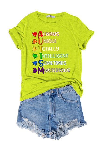 

Always Unique Totally Intelligent Sometimes Mysterious Graphic Tee, Fluorescent green, T-shirts